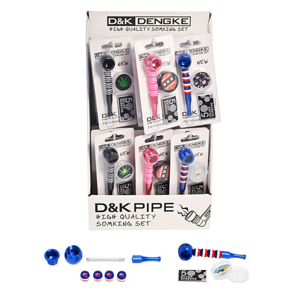 D&K Striped Tornado Metal Pipe & Grinder DK8622A - Smoke Tech One LLC