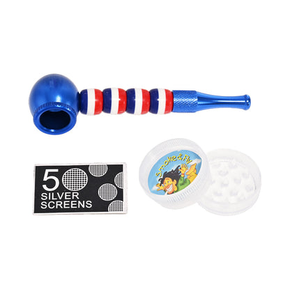 D&K Striped Tornado Metal Pipe & Grinder DK8622A - Smoke Tech One LLC