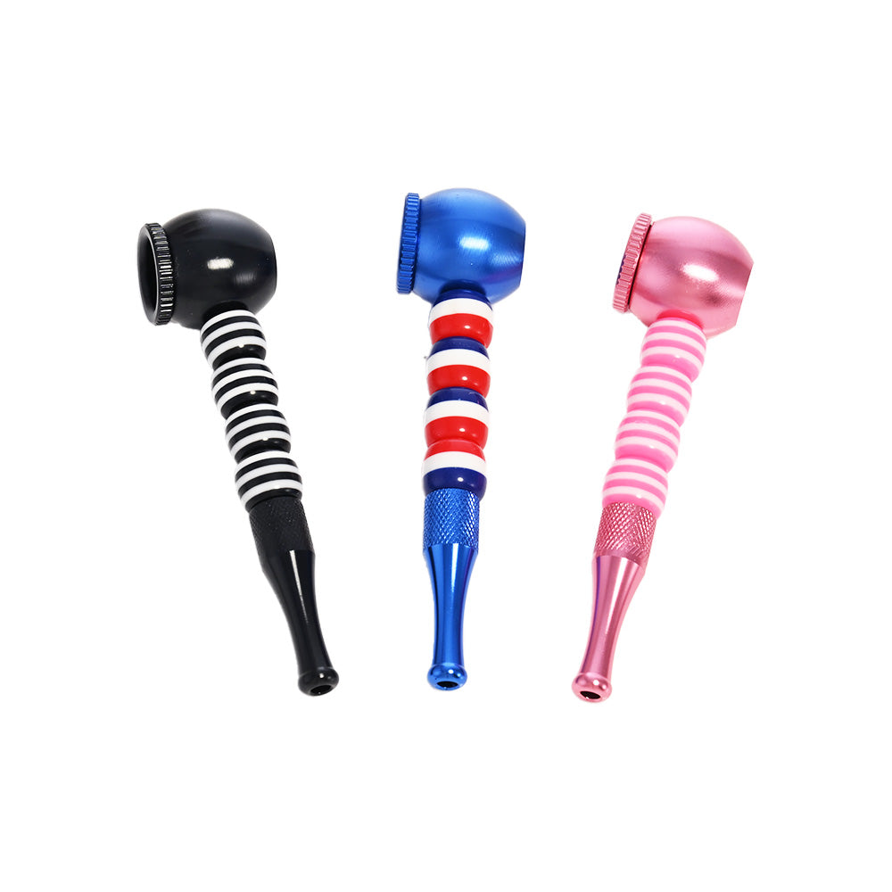 D&K Striped Tornado Metal Pipe & Grinder DK8622A - Smoke Tech One LLC