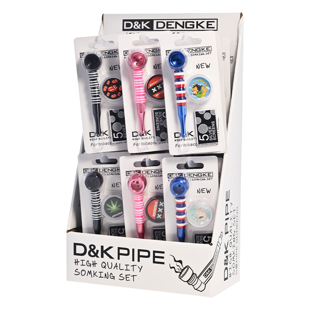 D&K Striped Tornado Metal Pipe & Grinder DK8622A - Smoke Tech One LLC