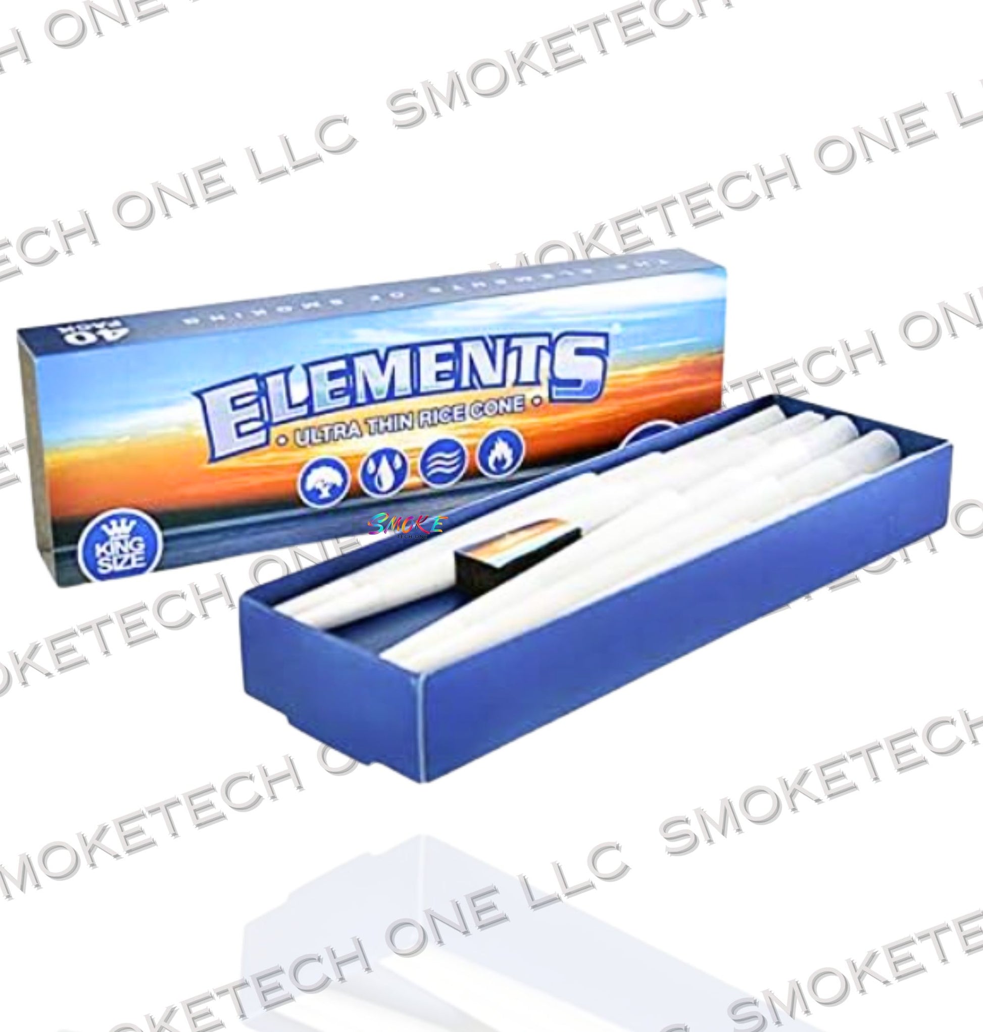 Elements King Size Ultra Thin Rice Cones (40 Pack) - Smoke Tech One LLC
