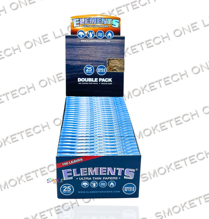 Elements Single Wide Double Pack (100 Leaves) – 25 Booklets Display - Smoke Tech One LLC