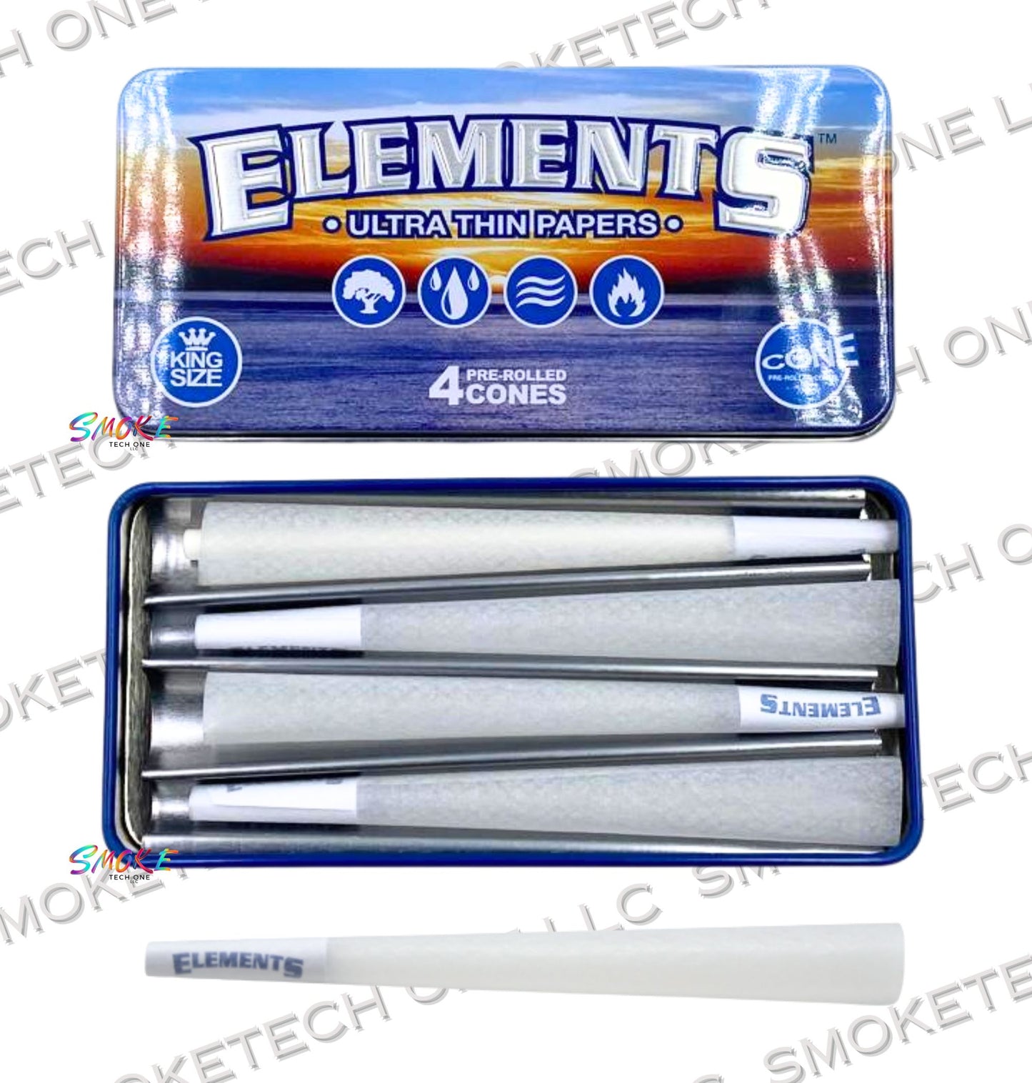 Elements Limited Edition Metal Cone Case – King Size, 4 pre-rolled cones