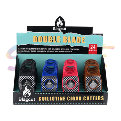 Blazcut Checkered Pattern Cigar Cutter FF189VB - Smoke Tech One LLC