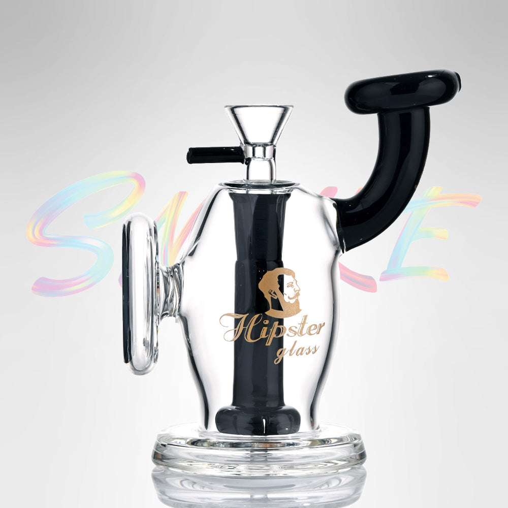 Hipster 6 inch Medallion Glass Water Pipe – Borosilicate Glass (FS041) - Smoke Tech One LLC