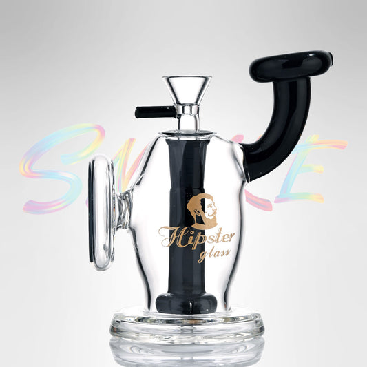 Hipster 6 inch Medallion Glass Water Pipe – Borosilicate Glass (FS041) - Smoke Tech One LLC