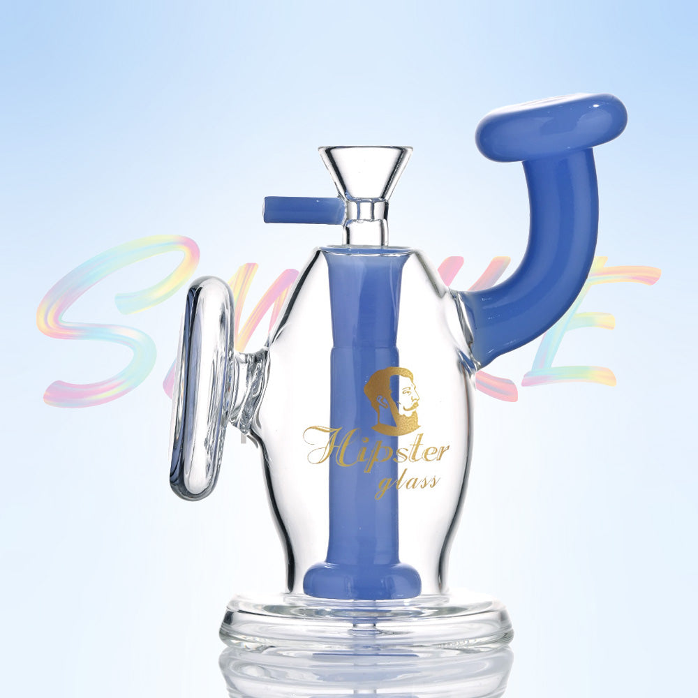 Hipster 6 inch Medallion Glass Water Pipe – Borosilicate Glass (FS041) - Smoke Tech One LLC