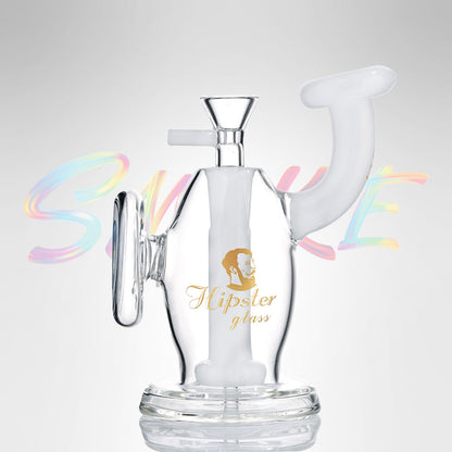 Hipster 6 inch Medallion Glass Water Pipe – Borosilicate Glass (FS041) - Smoke Tech One LLC
