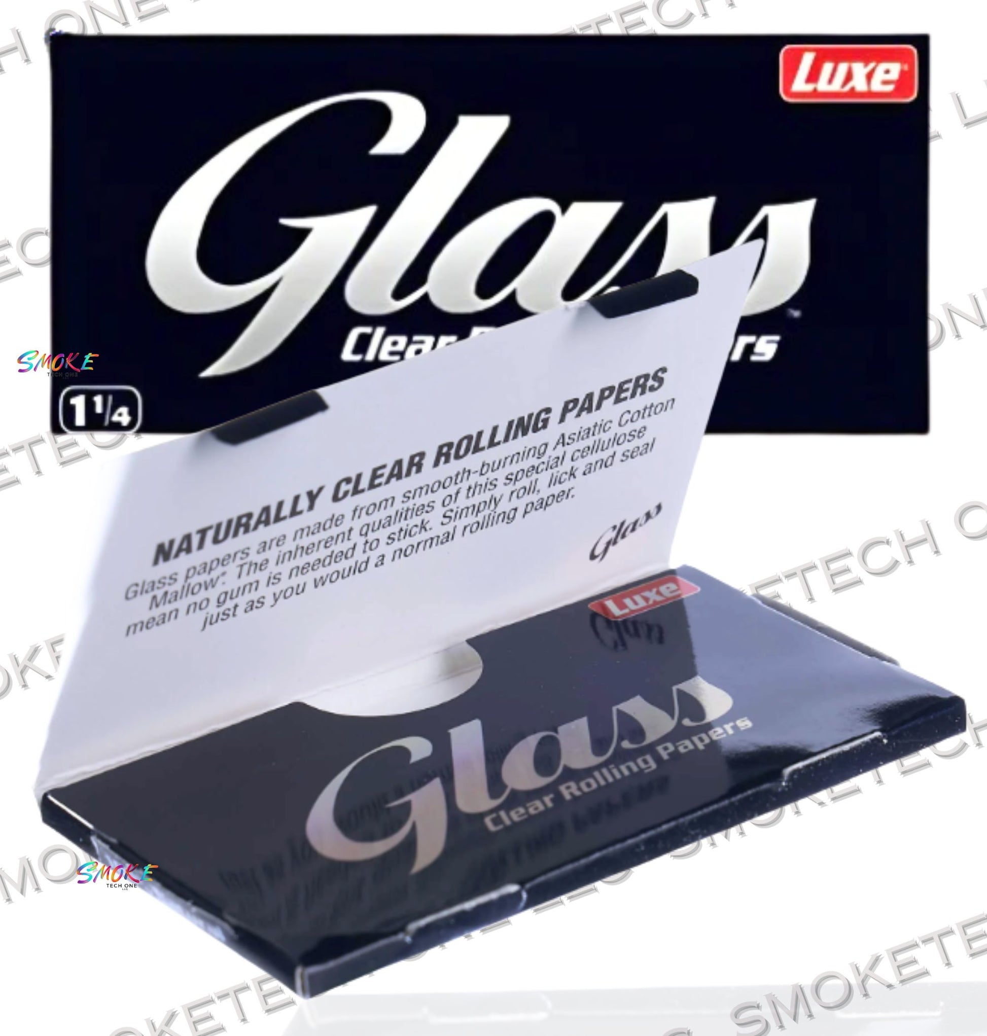 Luxe Glass Rolling Papers - King Size and 1 1/4 - Smoke Tech One LLC