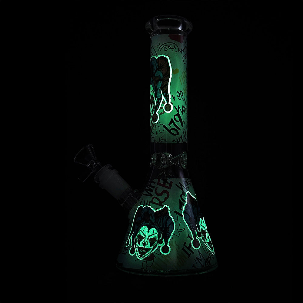 10 inch Glow-in-the-Dark Graphic Beaker Bong HP065 - Smoke Tech One LLC
