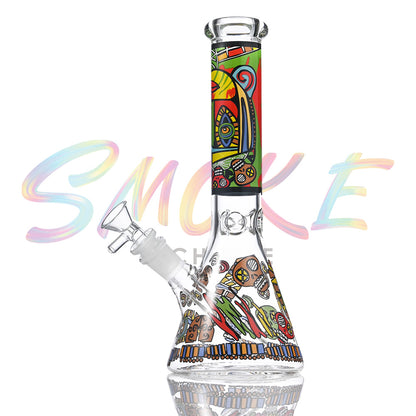 10 inch Tribal Art Beaker Bong HP070 - Smoke Tech One LLC