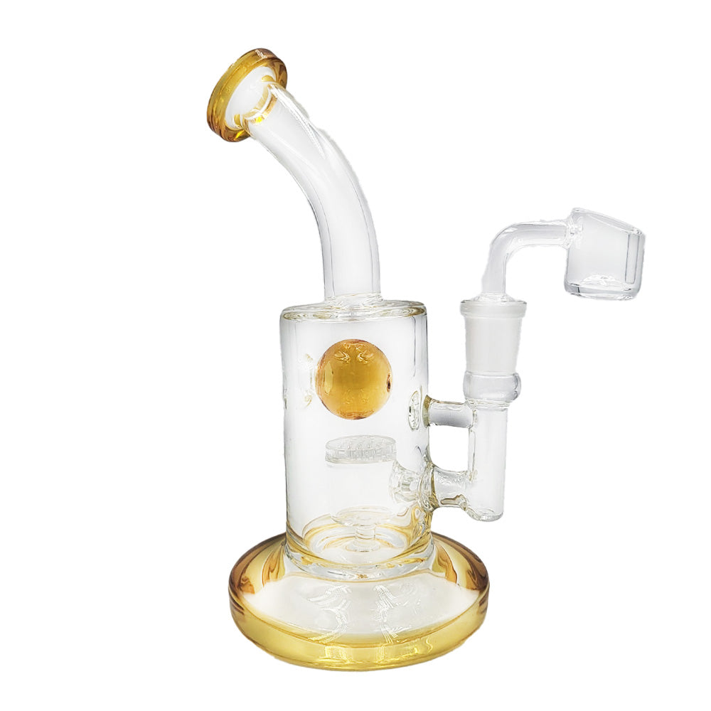 Gold-accented banger hanger glass rig HXH-308 - Smoke Tech One LLC