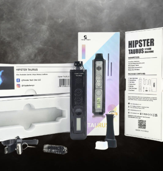 Hipster Taurus Steam Machine Dry Herb Vaporizer – 1300mAh Type-C Rechargeable (LCD Screen + Ceramic Heating)