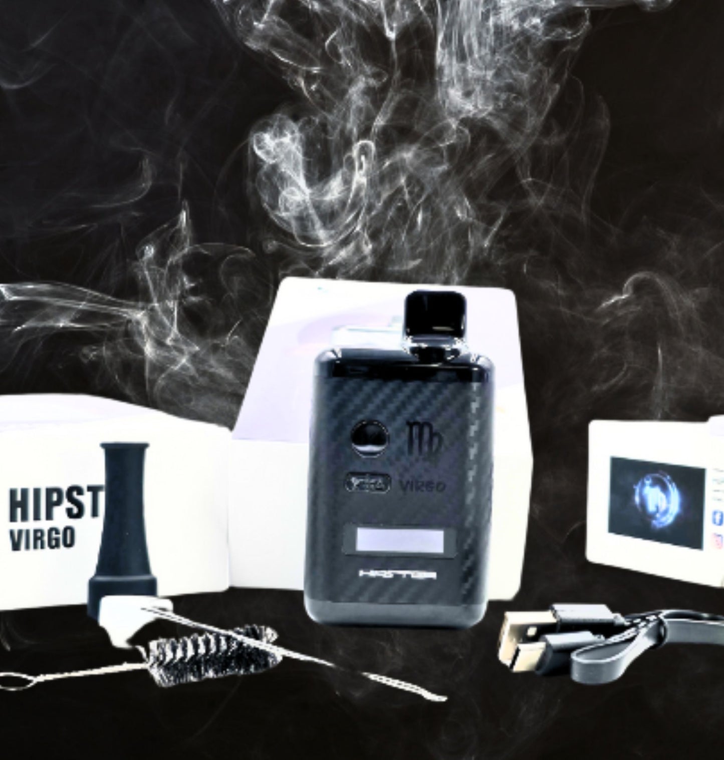 Hipster Virgo Steam Machine Dry Herb Vaporizer – Carbon Fiber Edition, 1300mAh, OLED Screen, Type-C Charging