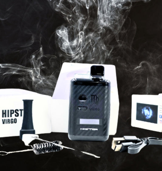 Hipster Virgo Steam Machine Dry Herb Vaporizer – Carbon Fiber Edition, 1300mAh, OLED Screen, Type-C Charging