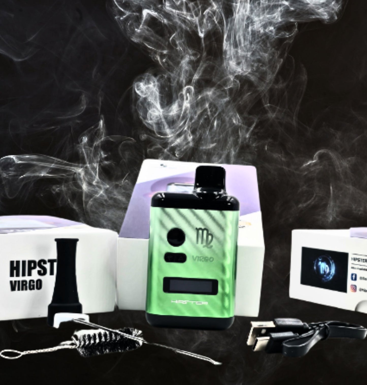 Hipster Virgo Steam Machine Dry Herb Vaporizer – Carbon Fiber Edition, 1300mAh, OLED Screen, Type-C Charging