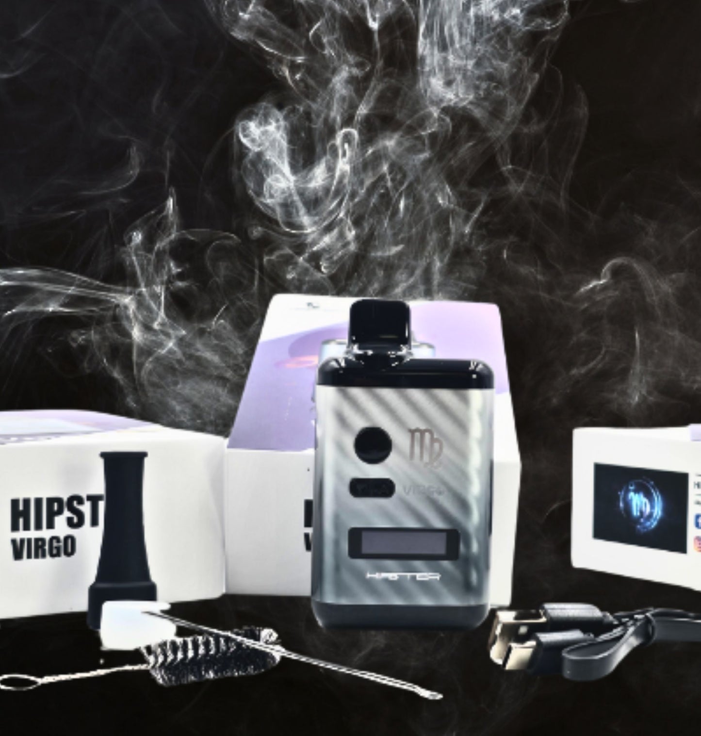 Hipster Virgo Steam Machine Dry Herb Vaporizer – Carbon Fiber Edition, 1300mAh, OLED Screen, Type-C Charging