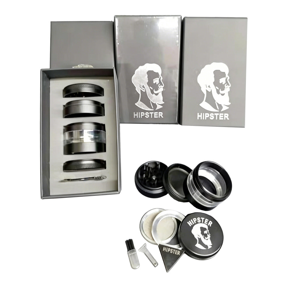 Hipster 4-Piece 50mm Aluminum Herb Grinder with Viewing Window JF561-6