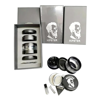 Hipster 4-Piece 50mm Aluminum Herb Grinder with Viewing Window JF561-6