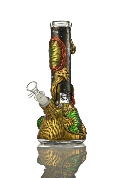 Hipster hand-painted glass beaker bong ML025