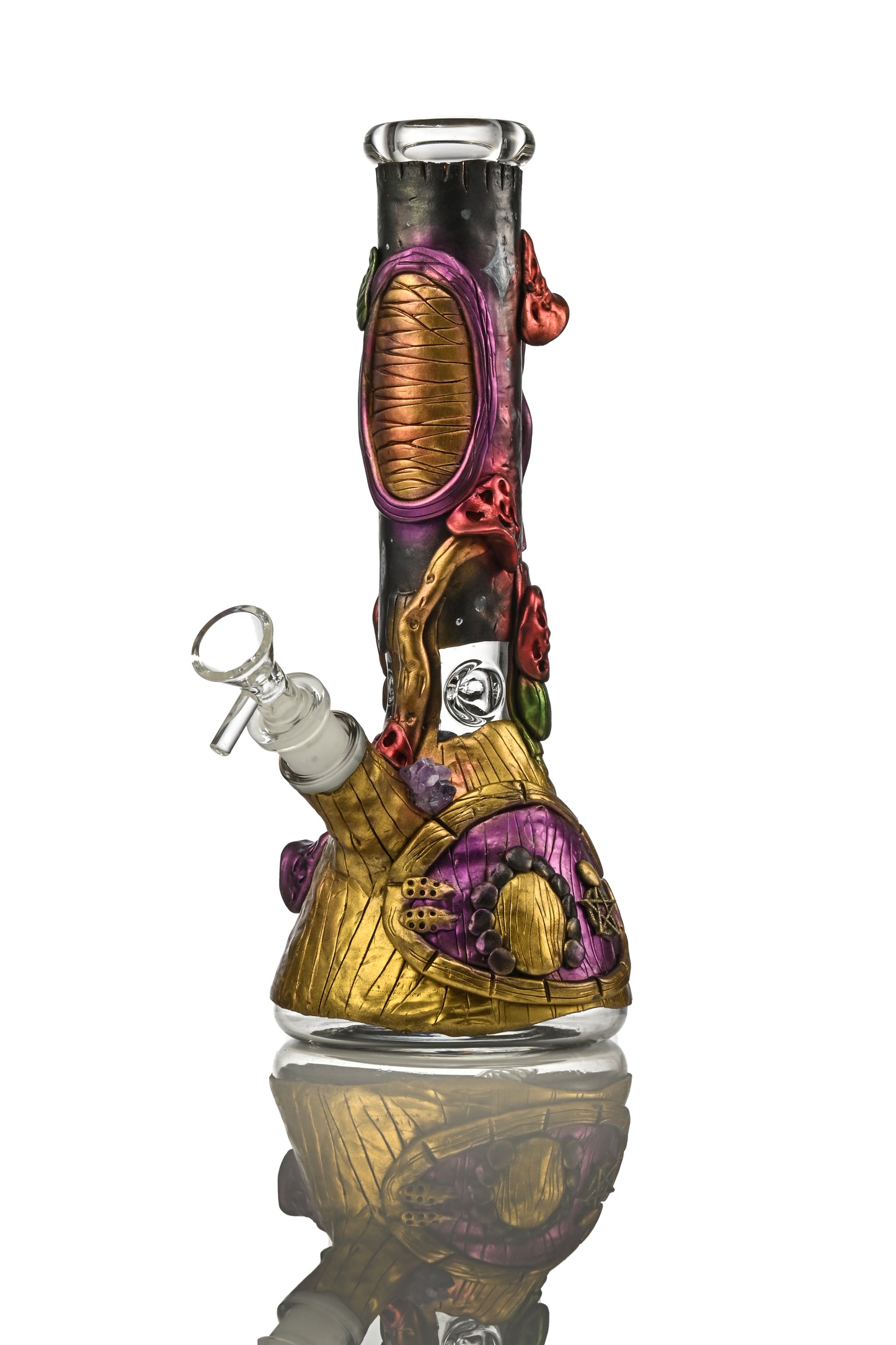 Hipster hand-painted glass beaker bong ML025