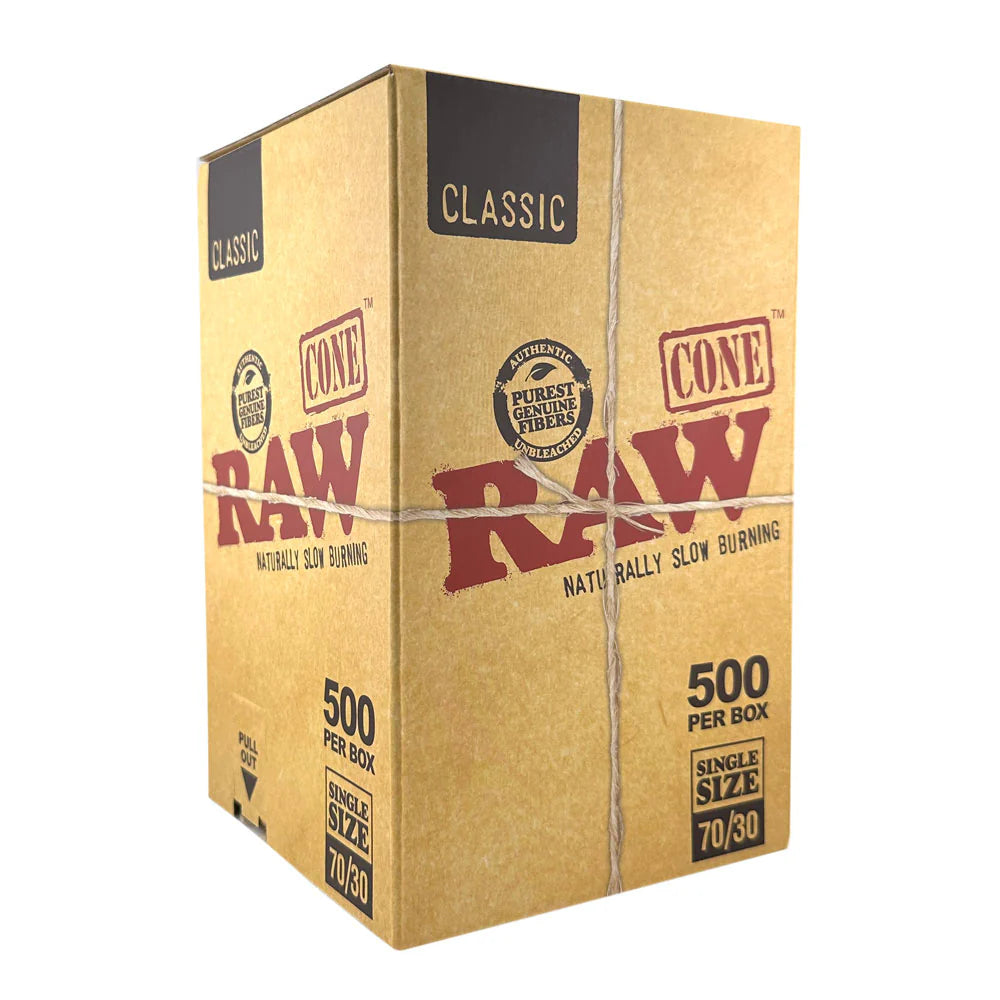 RAW Classic Single Size 70/30 | Bulk Box | 500 Cones