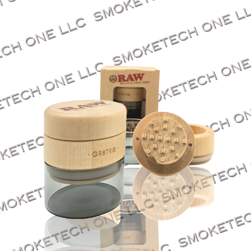 RAW Natural Wood Grinder x GR8TR 3pc 65mm Fine Grinder