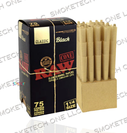 RAW Black Pre-Rolled Cones- 75 Count