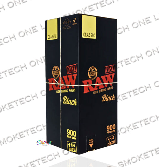 RAW Black 1 1/4 Cones | Bulk Box | 900 Cones