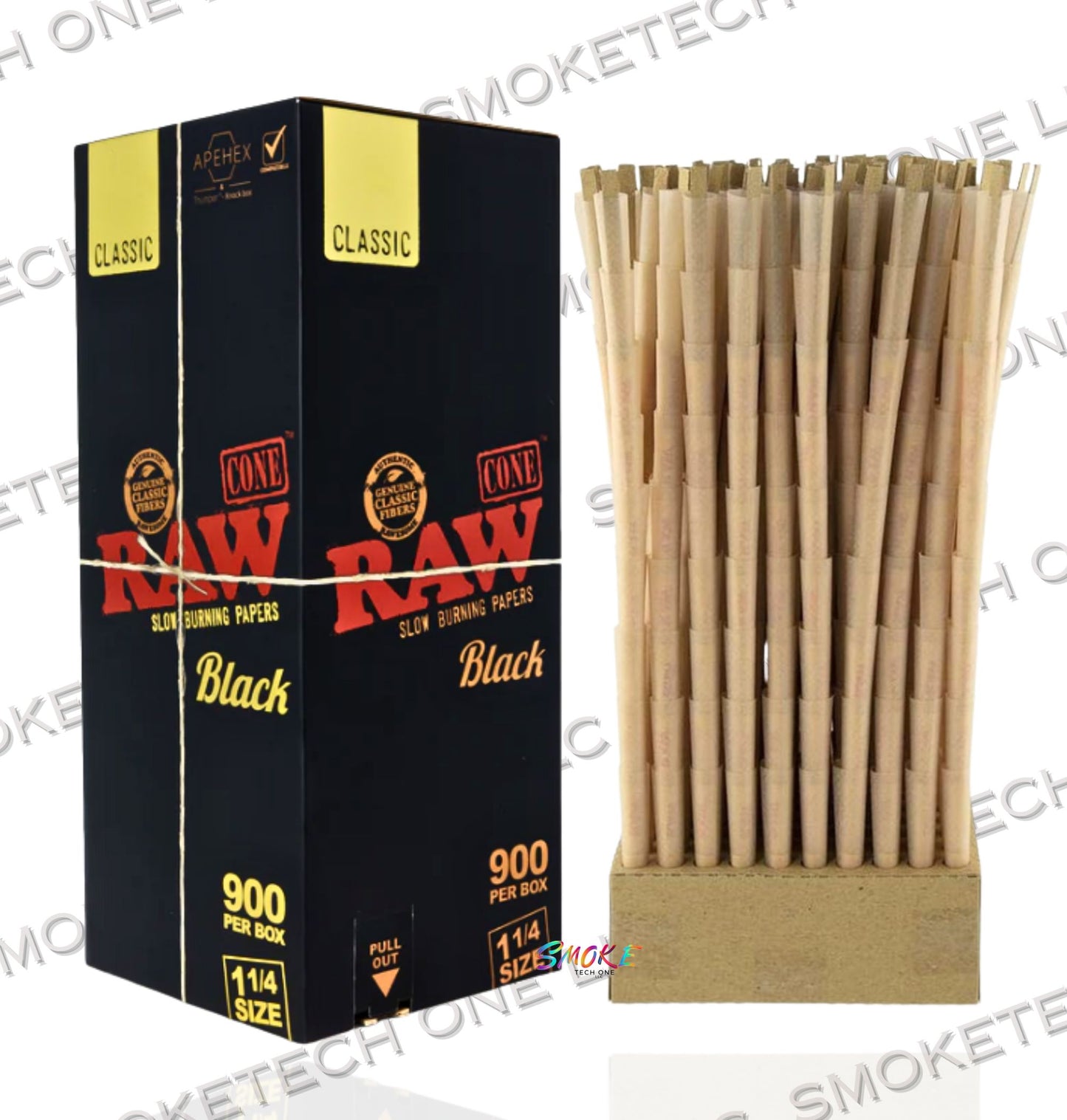 RAW Black 1 1/4 Cones | Bulk Box | 900 Cones - Smoke Tech One LLC