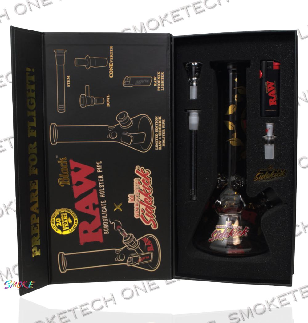 RAW Black x Sidekick 20th Anniversary Borosilicate Glass Holster Water Pipe Kit | Limited Edition Collector's Set