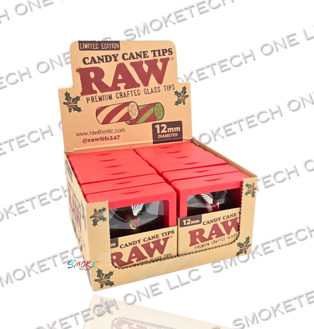 RAW Candy Cane Tips - Premium Crafted Glass Filter Tips (10mm & 12mm)