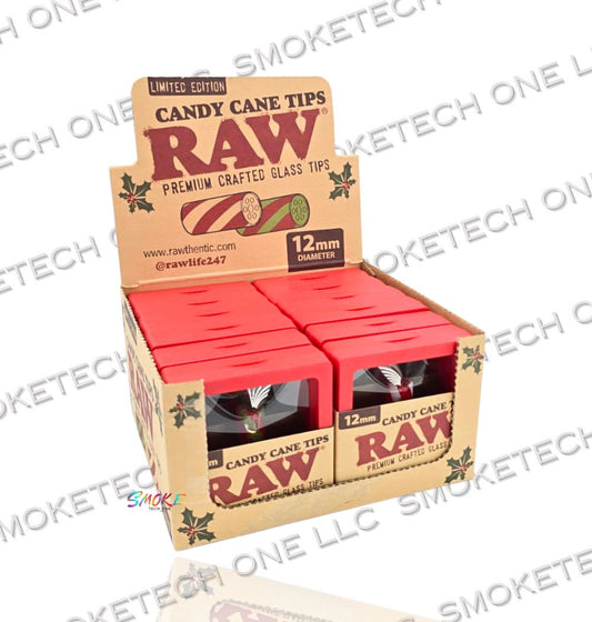 RAW Candy Cane Tips - Premium Crafted Glass Filter Tips (10mm & 12mm)