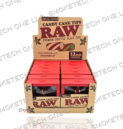 RAW Candy Cane Tips - Premium Crafted Glass Filter Tips (10mm & 12mm)