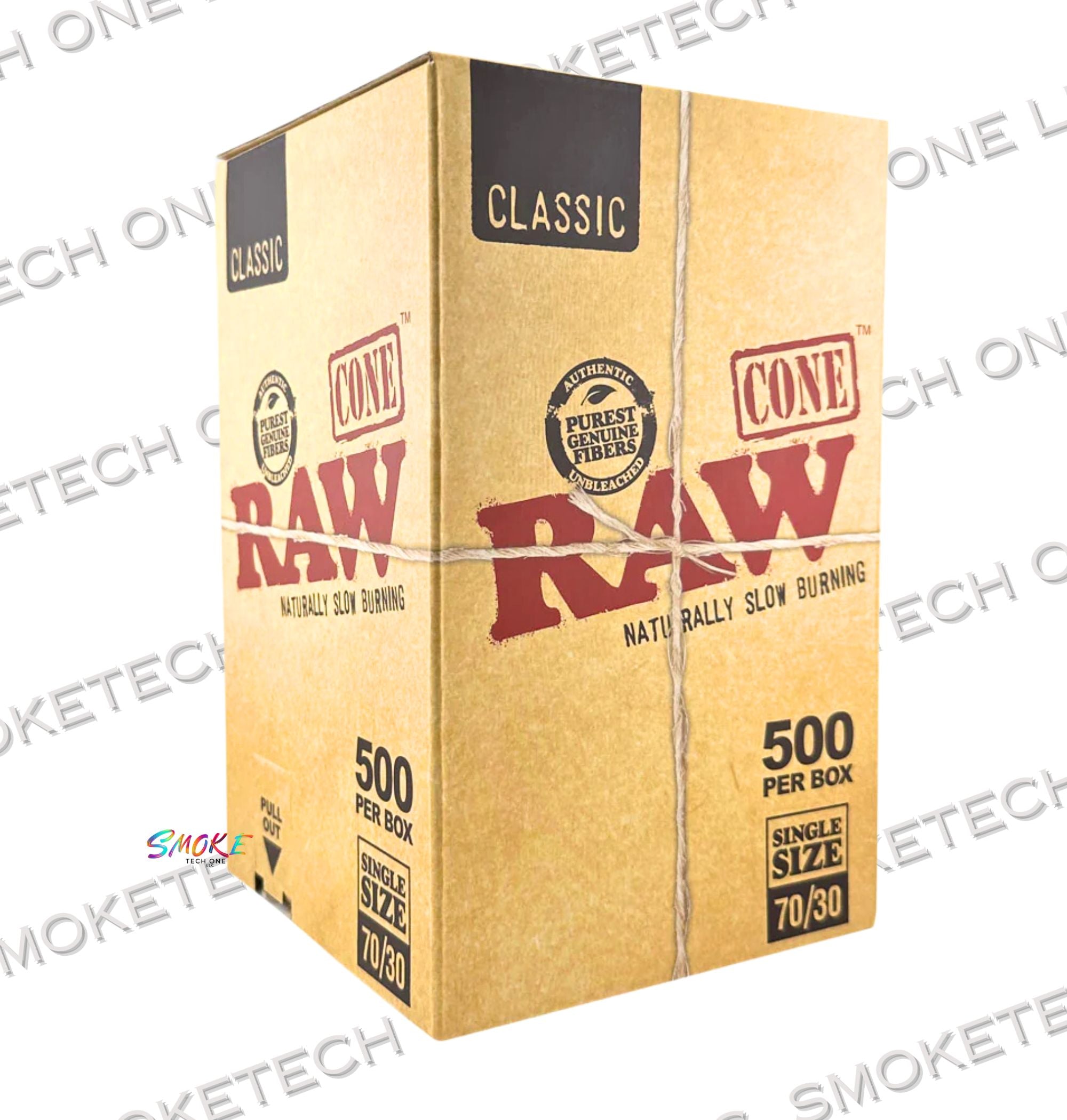 RAW Classic 70/30 Single Size Pre-Rolled Cones l Bulk Box (500