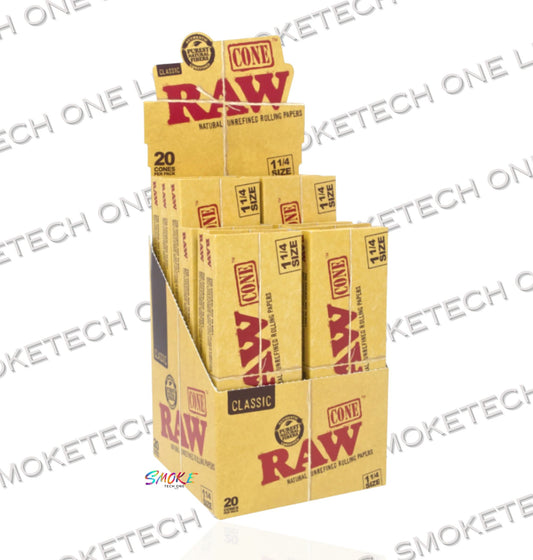 RAW Classic Pre Rolled 1¼ Cones - 20 Pack