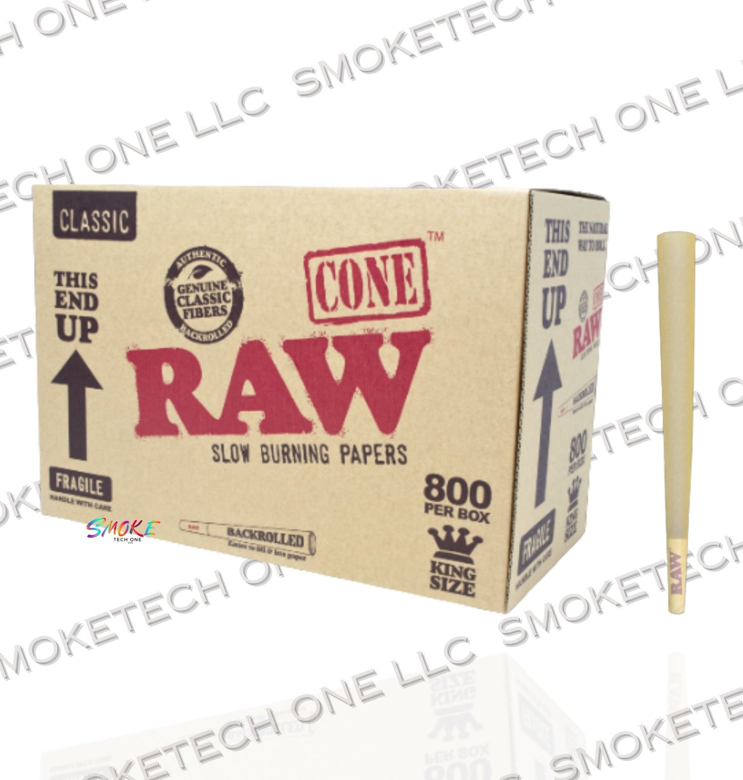 RAW Classic King Size Pre-Rolled Cones – Bulk Box (800 Count)