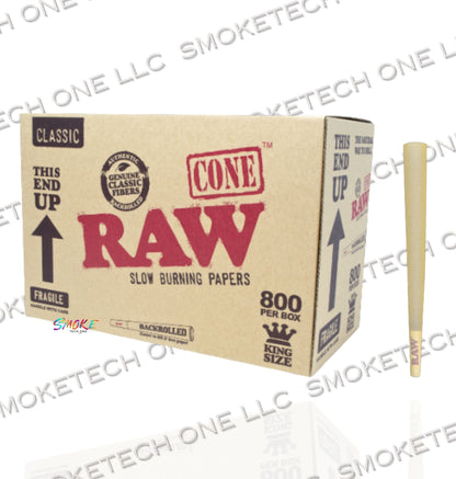 RAW Classic King Size Pre-Rolled Cones – Bulk Box (800 Count)