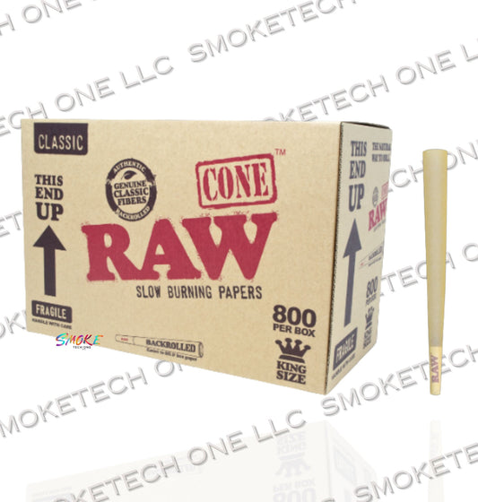RAW Classic King Size Pre-Rolled Cones – Bulk Box (800 Count)