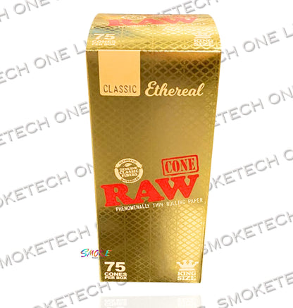 RAW Classic Ethereal Pre-Rolled Cones – 75 Count Box