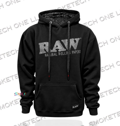 RAW Black Pullover Hoodie (Black Logo) - Smoke Tech One LLC