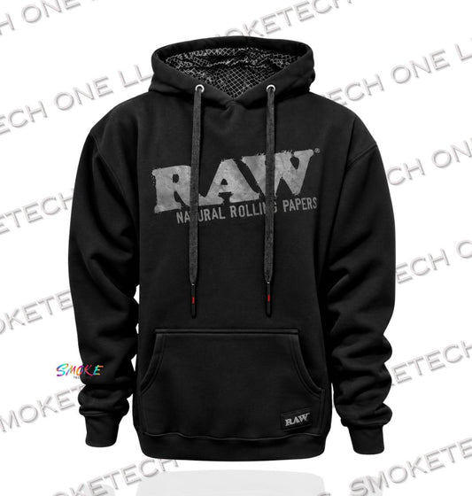 RAW Black Pullover Hoodie (Black Logo) - Smoke Tech One LLC