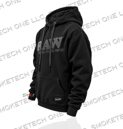 RAW Black Pullover Hoodie (Black Logo) - Smoke Tech One LLC