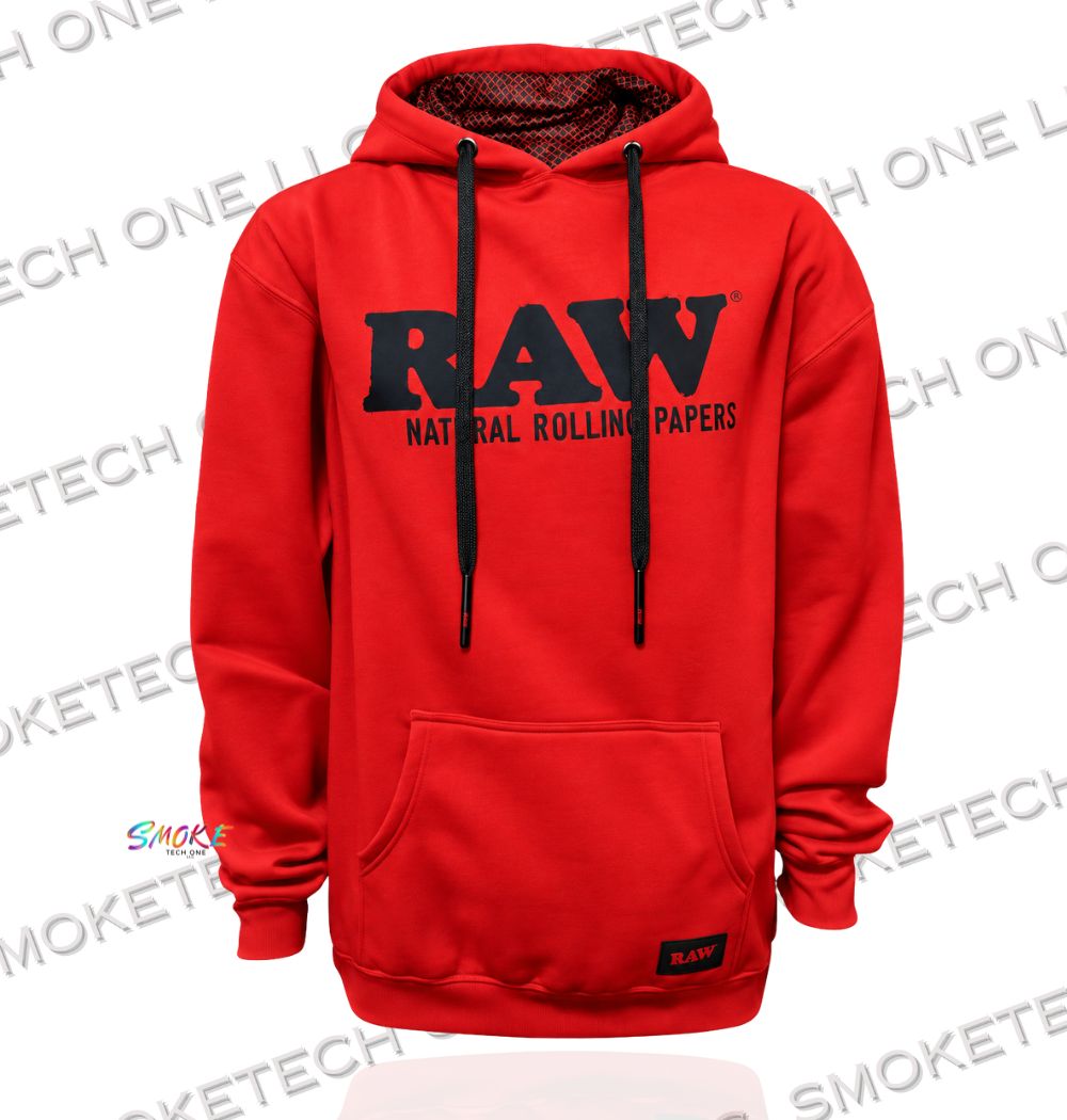 RAW Pullover Hoodie Red (Black Logo) - Smoke Tech One LLC