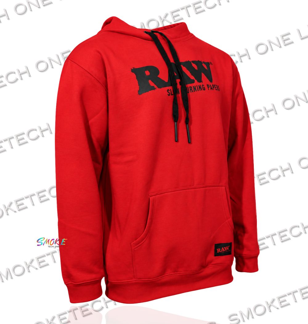 RAW Pullover Hoodie Red (Black Logo) - Smoke Tech One LLC