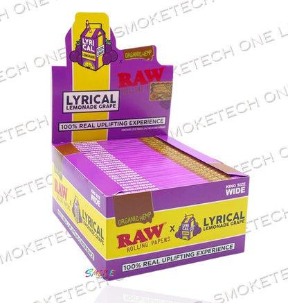 RAW x Lyrical Lemonade Grape Rolling Papers - King Size Wide (Organic Hemp)