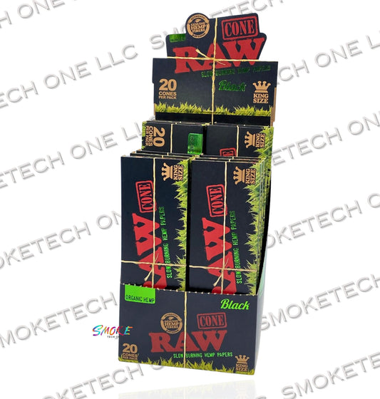 RAW Organic Black Pre-Rolled Cones - 20 Pack