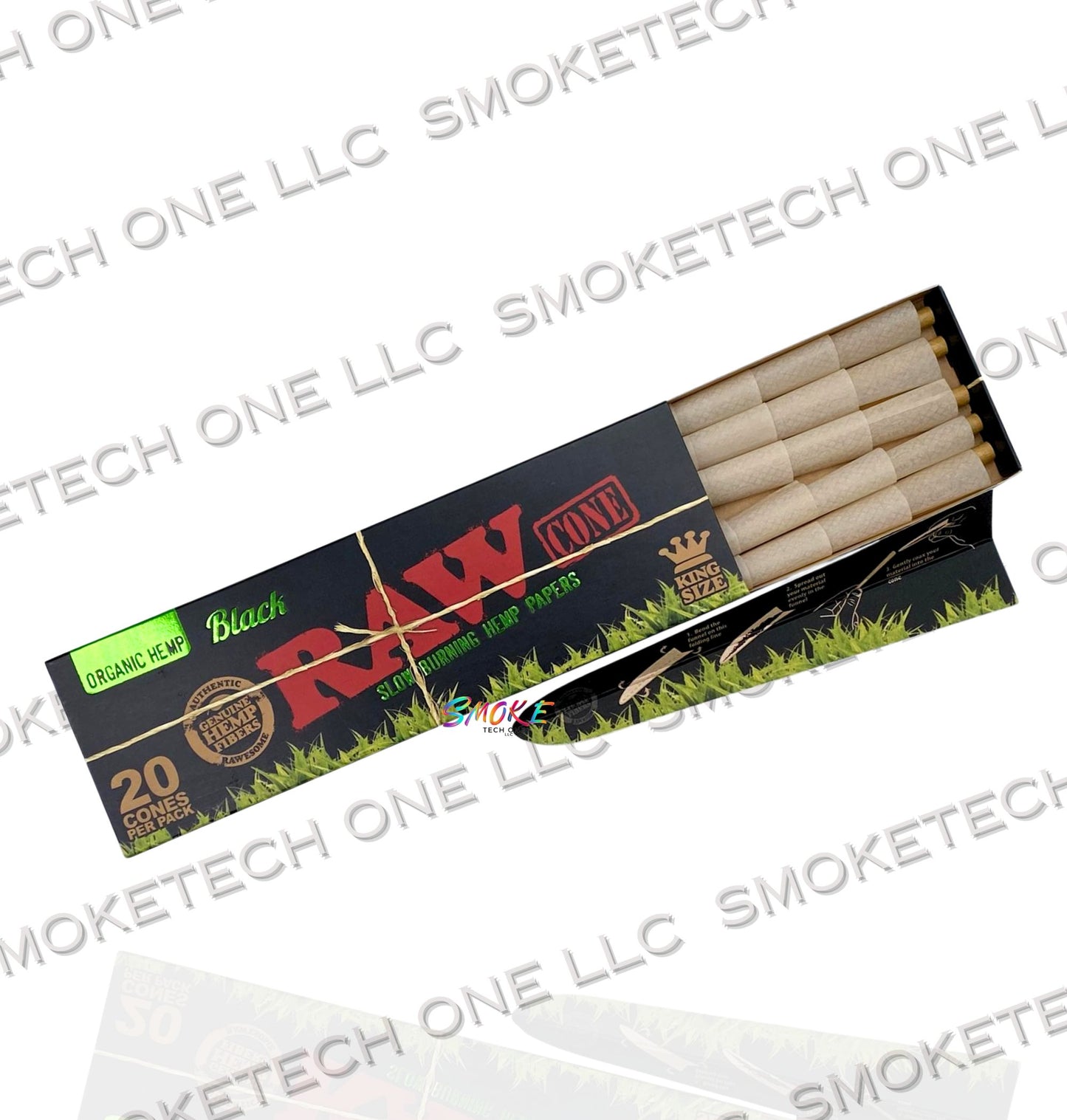 RAW Organic Black Pre-Rolled Cones - 20 Pack