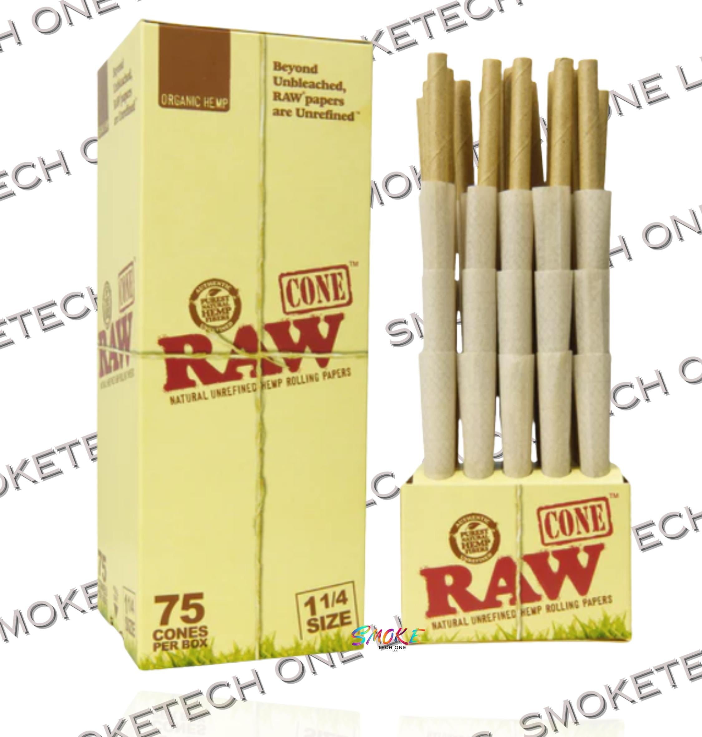 RAW Organic Hemp Pre-Rolled Cones - 75 Count – Smoke Tech One LLC