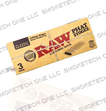 RAW Classic Phat Stogee 120mm Pre-Rolled Cones - 3 Pack